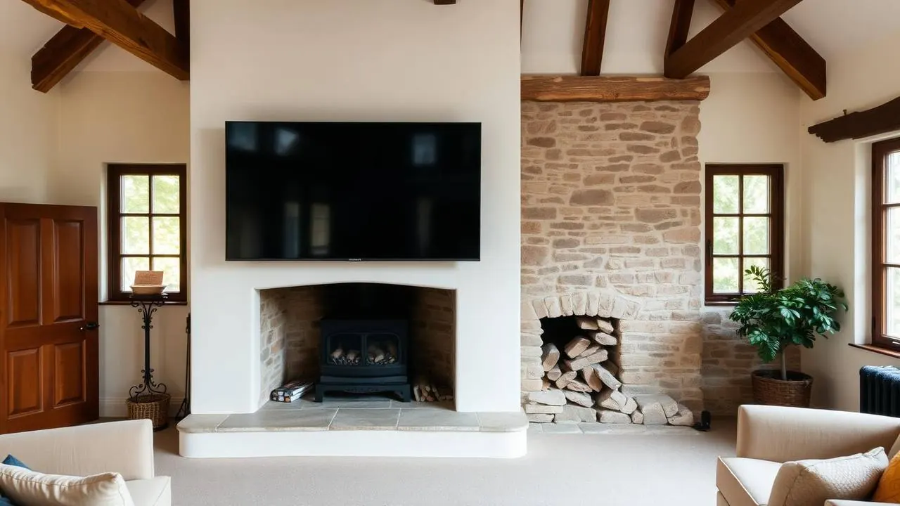 Wall-mounted television with tidy cabling